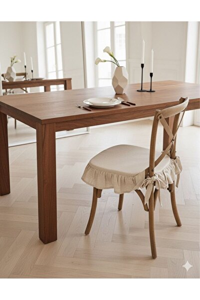 İstanbul kumaş Chair Cushion – Lace-Up, Non-Collapsing, Sponge-Filled, Washable – 40X40 cm with Ruffles