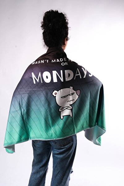 JUNIQ EDITION Green Fleece Shawl – “I Wasn'T Made for Winter or Mondays” Edit...