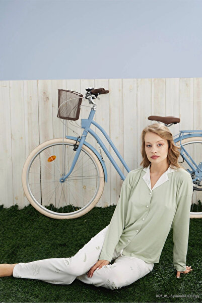 Pijamoni Women's Milan Fabric Shirt Collar Premium Pajama Set