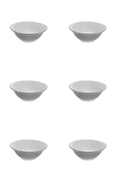 Vervo.ro pentru minți curioase Bowl set, 6 pieces, 450 ml, Porcelain, White pattern