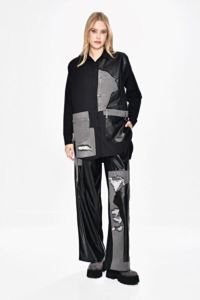 DQMANE TASARIM SİYAH GÖMLEK