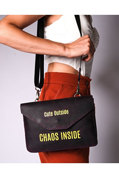 JUNIQ EDITION Hakiki Deri Mor Omuz ve Çapraz Askılı Çanta – Cute Outside Chao...