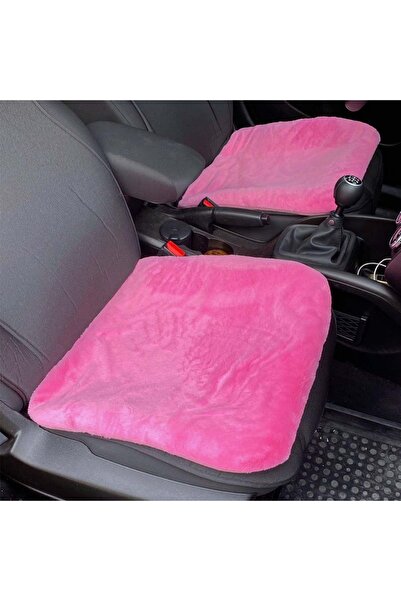 LTG Nova Yumuşak Tüylü Peluş Serme Oto Koltuk Koruyucu Minder Ön 2'Li Şeker Pembe