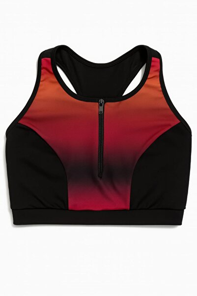enmodaiçgiyim Women's Micro Fabric Zippered Sports Crop & Bikini Top – Stretchy, Stylish, and Versatile Sports Top