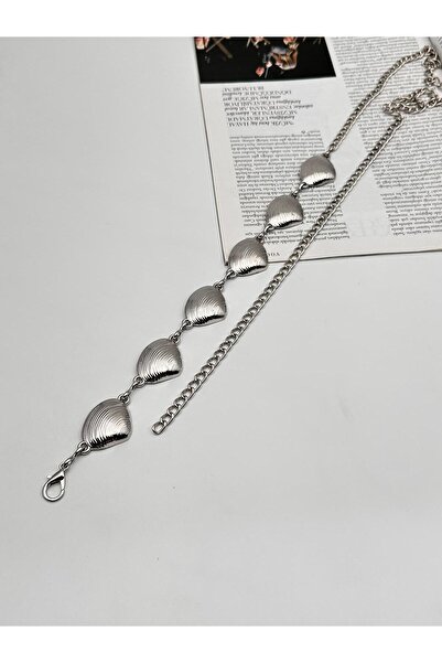 MODAM HİFA Seashell Figured Chain Belt Women's Belt Dress Belt Waist Belt Body Belt Shirt Belt