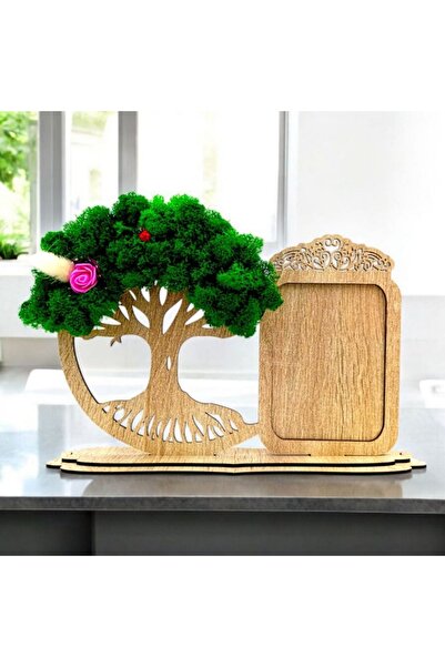 OEM Tree heart photo frame with lichens, personalized gift for Family - sonoma - 30x18cm