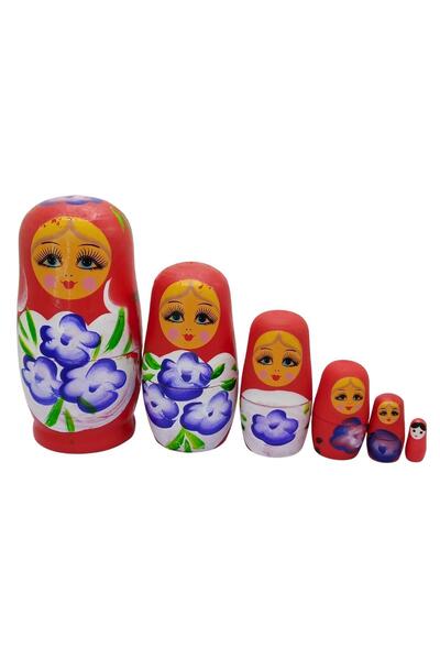 Dünyadan Hediyeler Wooden Matryoshka Doll Set of Six Red