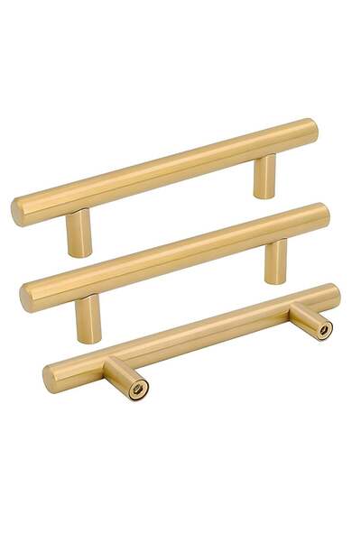 First pro مجموعة من 10 مقابض لخزانة المطبخ، مقابض أبواب مطبخ مصقولة من النحاس...