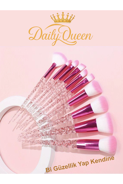 Daily Queen 10’lu Profesyonel Makyaj Fırça Seti Penbe Şık ve Kaliteli