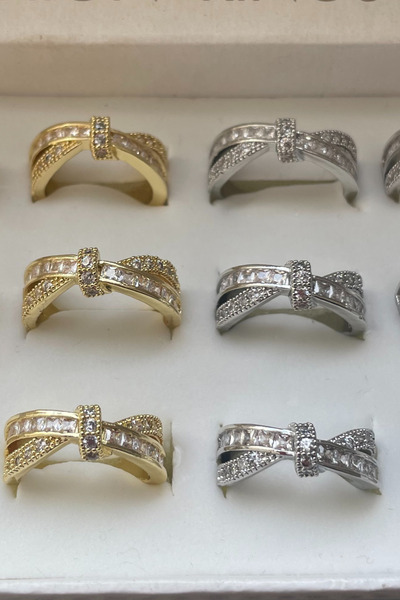 PALM MAMA JEWELRY خاتم نسائي من الفولاذ قابل للتعديل بتصميم الصليب مرصع بالأح...