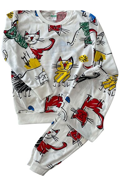 Arya Nisa Kids ΣΕΤ ΠΙΤΖΑΜΑ ΕΠΟΧΗΣ ΜΕ ΣΤΑΙΡΕΜΕΝΗ ΦΙΓΟΥΡΑ ΓΑΤΑΣ ΕΝΟΣΤΥΠΟΥ ΜΕΓΕΘΟΥΣ, 100% ΒΑΜΒΑΚΙ