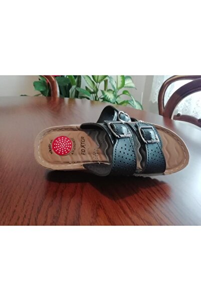 B&B Co. Women's Wedge Heel Orthopedic Sole Double Buckle Stitched Daily Comfortable Slippers