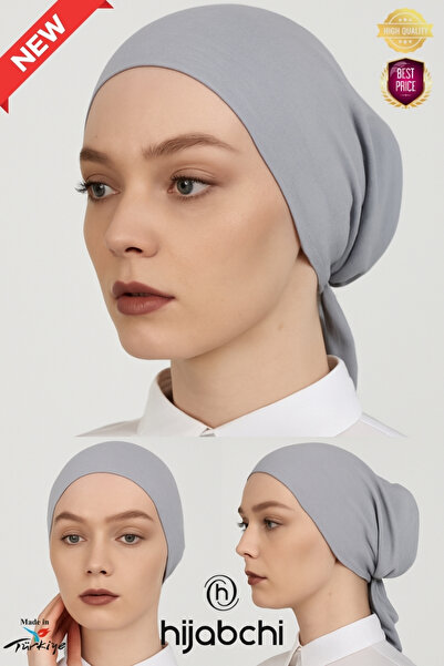 hijabchi Класична бавовняна підшапка для хіджабу з швом спереду - Classic Cotton Under Bonnet For Hijab - Світло-сірий