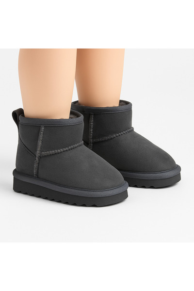 KATEYLER Lightweight Comfortable Anthracite Girls' Boots with Wool Inside