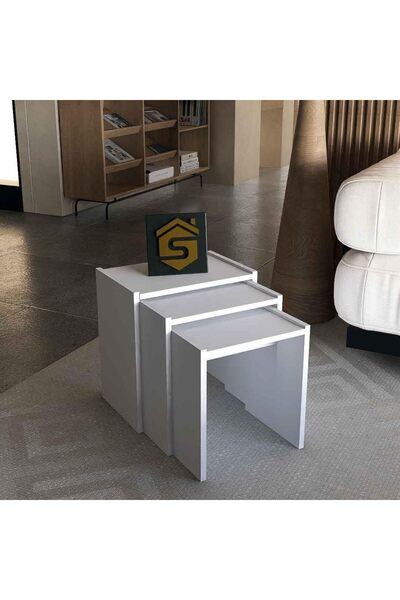 Stylish Home 3 Modern Coffee Serving Tables - CT02 44×44×30, White