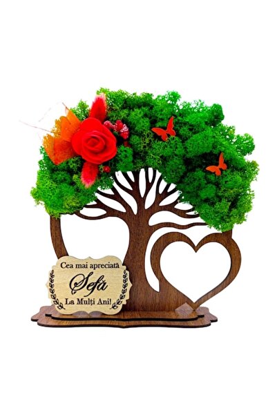OEM Decoratiune Copac cu licheni naturali si mesaj pentru Sefa – 20 cm, cadou...