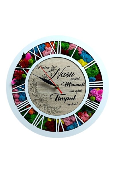 OEM Ceas de perete decorat cu licheni stabilizați, personalizat cu un mesaj s...
