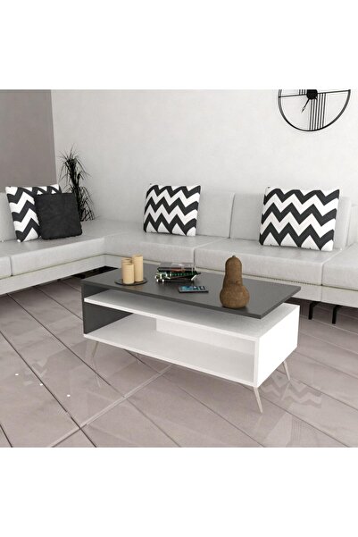 Stylish Home طاولة متوسطة الطول SHCT01، بيضاء ورمادية، مصنوعة من الخشب الصناعي