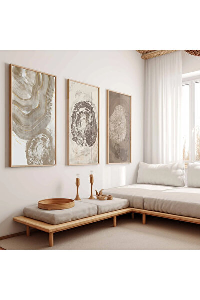 PAM STUDIO Doğal Ağaç Desenli Poster Seti 3’lü | Bej Boho Soyut Duvar Tablosu...