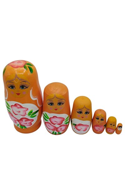 Dünyadan Hediyeler Wooden Matryoshka Doll Set of Six Orange