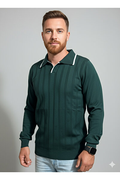 Butik Erkek haki polo yaka triko kazak