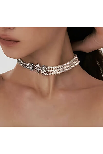 NISHPOINT İNCİLİ VE TAŞLI CHOKER KOLYE