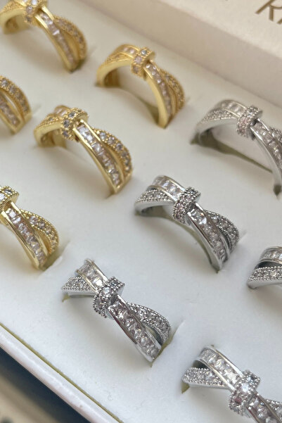 PALM MAMA JEWELRY خاتم نسائي من الفولاذ قابل للتعديل بلون فضي مرصع بالأحجار الكريمة