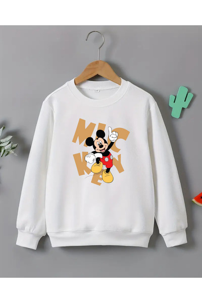 haha Çocuklar için Mickey Mouse Baskılı Uzun Kollu T-shirt