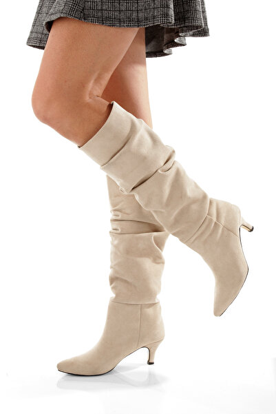 LUVETTO Γυναικείες μπότες με μυτερή μύτη και λεπτό τακούνι Σουέτ 5 εκ. Νέα σεζόν