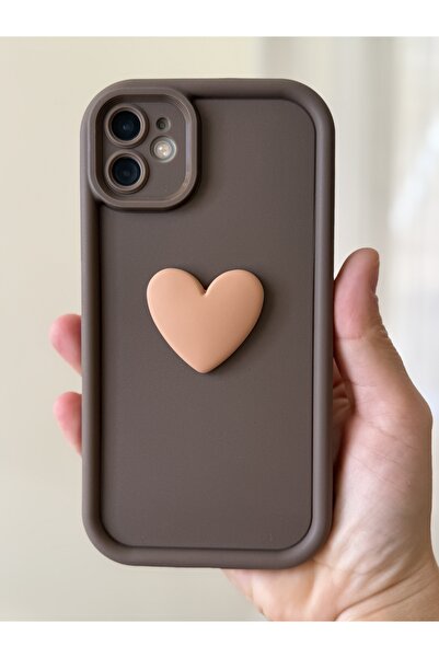 FİŞNEİLETİŞİM حافظة بلون أسمر ثلاثي الأبعاد متوافقة مع آيفون 11