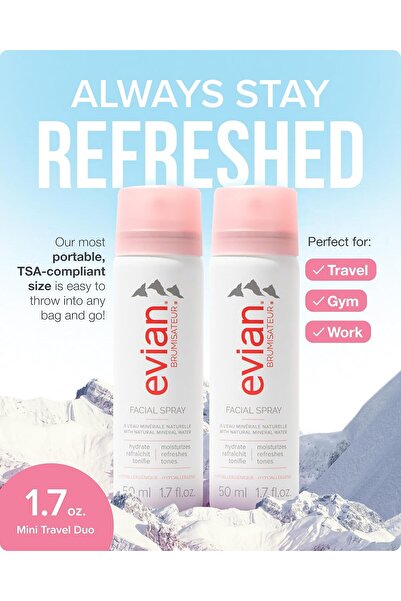 Evian بخاخ للوجه من إيفيان لترطيب البشرة وبلند الميك أب، مناسب لكل أنواع البش...
