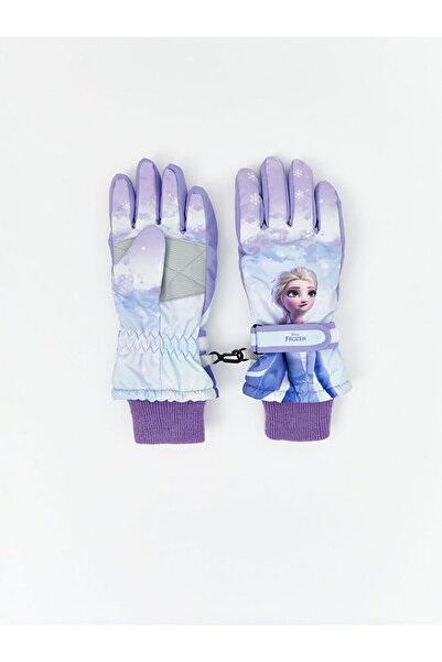 LC Waikiki Gray Elsa Printed Girls' Snow Gloves