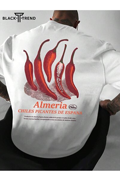 PALPİTO Men's White Almeria Printed Oversize T-Shirt