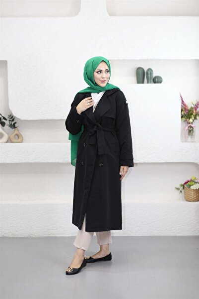 KULVAR TREND 4042 Omuz Ve Kol Uçları Apoletli Kuşaklı Pelerinli Trençkot