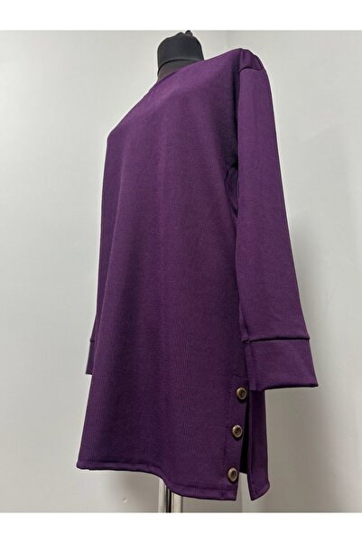 MSA Giyim Жіноча туніка з розрізом, довгими рукавами, однотонна, еластична, для щоденного носіння, з капюшоном, з трикотажу