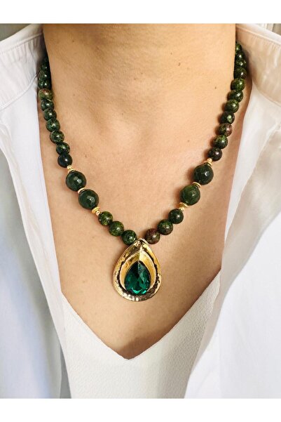 DEVİ fashion قلادة من الحجر الطبيعي بطول 48 سم