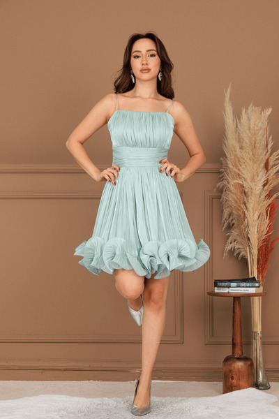 BEYBOS Μίνι φόρεμα από ύφασμα σιφόν με λεπτομέρεια με λουράκι - MINT GREEN