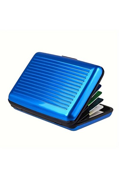 Boldy Suport pentru carduri din aluminiu - Suport pentru carduri cu capac - Suport pentru carduri de călătorie - Suport pentru cărți de vizită cu capac - Organizator de carduri