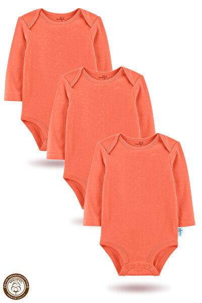 MAHFEL 100% Cotton Long Sleeve Baby Bodysuit Snap Fastener Bodysuit Set of 3