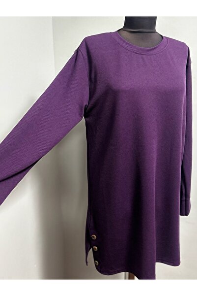 MSA Giyim Жіноча туніка з розрізом, довгими рукавами, однотонна, еластична, для щоденного носіння, з капюшоном, з трикотажу