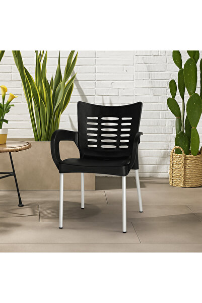 NZONE STORE Black plastic chair with metal legs