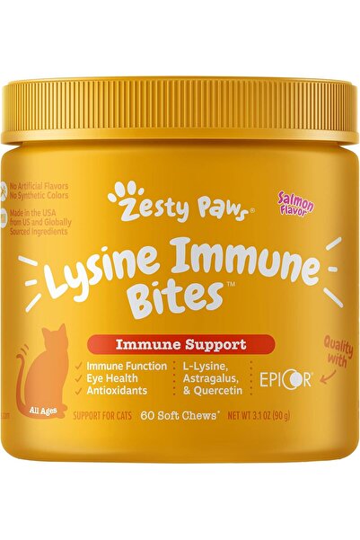 Zesty Paws Lysine Immune Soft Chews for Cats - with L-Lysine, EpiCor, Astragalus Root, Quercetin & A