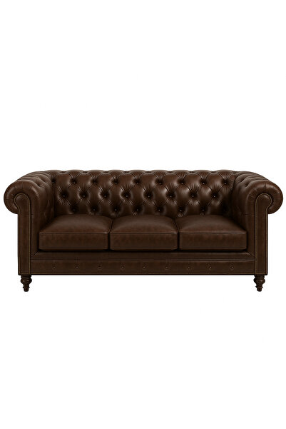 THE IVY CONCEPT STORE The Noble Run Acı Kahve Deri Üçlü Chester Koltuk