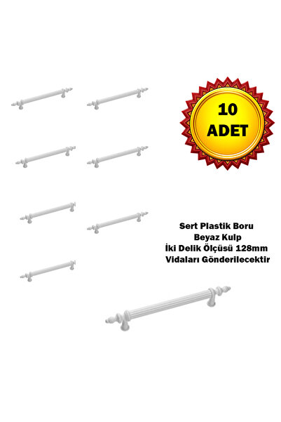 Ergün Sert Plastik Mobilya Dolap Çekmece Kulpu 128mm Siyah/Beyaz