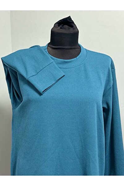 MSA Giyim Жіноча туніка з розрізом, довгими рукавами, однотонна, еластична, для щоденного носіння, з капюшоном, з трикотажу