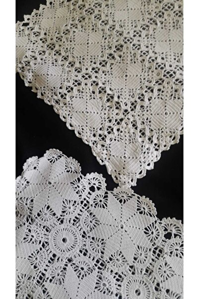 Papatyam Hand Knitted Crochet 1 Piece (25X25) 1 Piece (28*28) Hand Embroidered Cotton Thread/Handcrafted Dowry Pillow/Vintage
