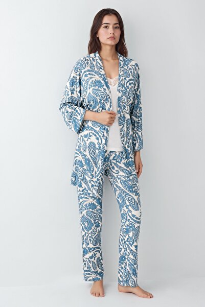 Pierre Cardin Women's Modal Cotton White Robe Pajama Set with Socks Gift Qp9K0R7K7R