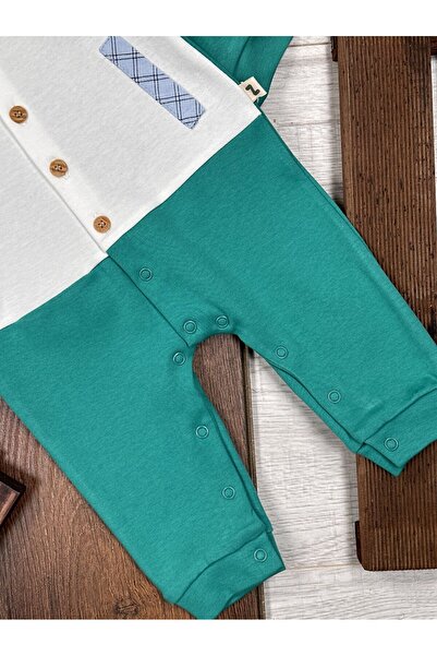 Kids Kingdom Cotton Plaid Detailed Polo Neck Baby Boy Romper