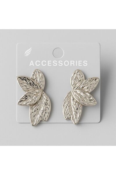 MELENY Silver Half Flower Plate Earrings