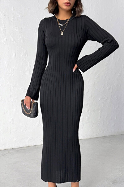 Yeslena Sıfır Bisiklet Yakalı Fitill Dokuma Slim Fit Dar Kesim Casual Uzun Ko...